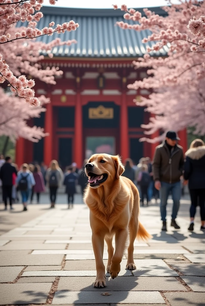There is a dog barking in front of the Yasukuni Shrine in Japan.,And he pooped