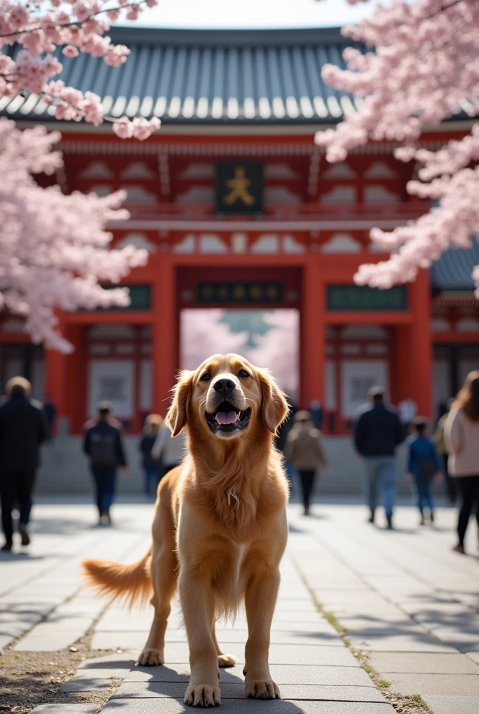 There is a dog barking in front of the Yasukuni Shrine in Japan.，And he pooped