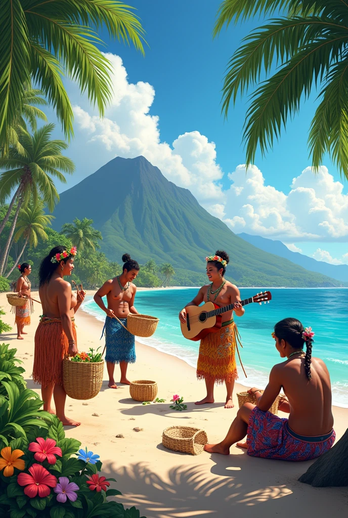 Polynesian people living peacefully