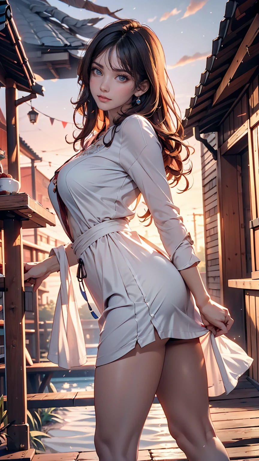 (blushed red,cute,shy,looking at viewer,beautiful pose,full body,perfect eyes,masterpiece,Suburban,twilight,sunset,perfect background,simple background,highres) A cute girl stands in a Suburban setting, with the twilight sky creating a beautiful sunset backdrop. Her cheeks are blushed red, showcasing her shyness and innocence. With a cute pose, she looks directly at the viewer with her perfect, captivating eyes. The entire scene is meticulously detailed, with every aspect of her being a true masterpiece. The artwork is of the highest quality, with ultra-detailed elements and a photorealistic style. The composition is focused on the girl, placed in a simple yet perfect background that enhances the overall aesthetics. The high-resolution image allows for every detail to be seen clearly, ensuring a visually stunning experience.