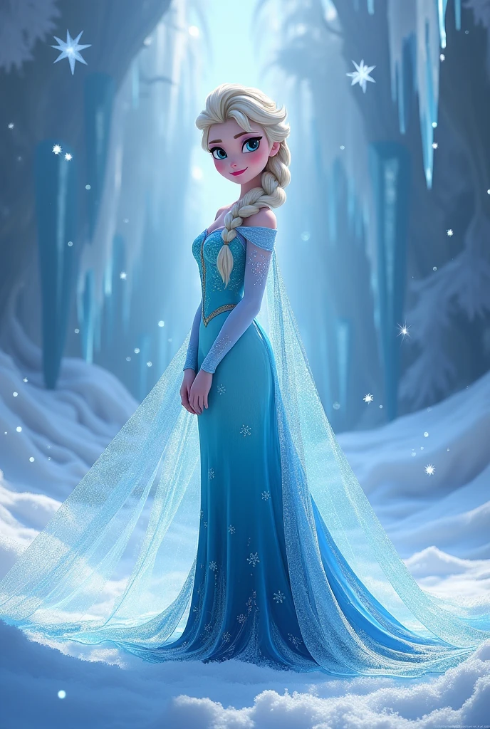 Frozen elsa smile full body sexy mideum boobs naked chest
