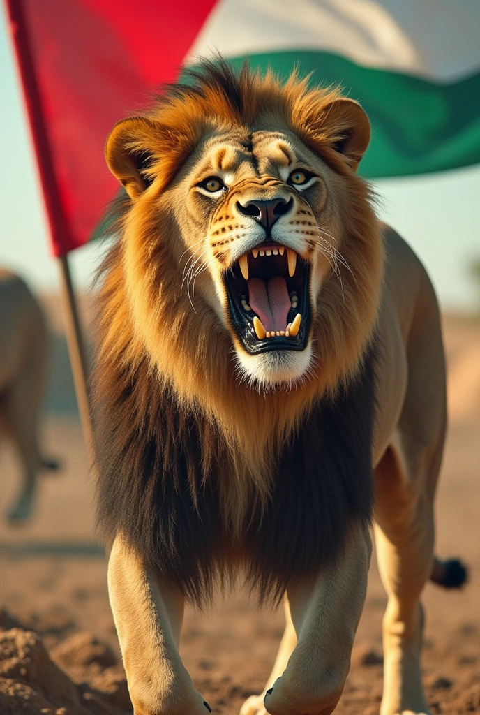 Lion attack on jews with palestine flag