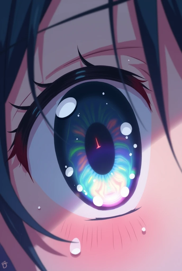 Anime eye filled with tears