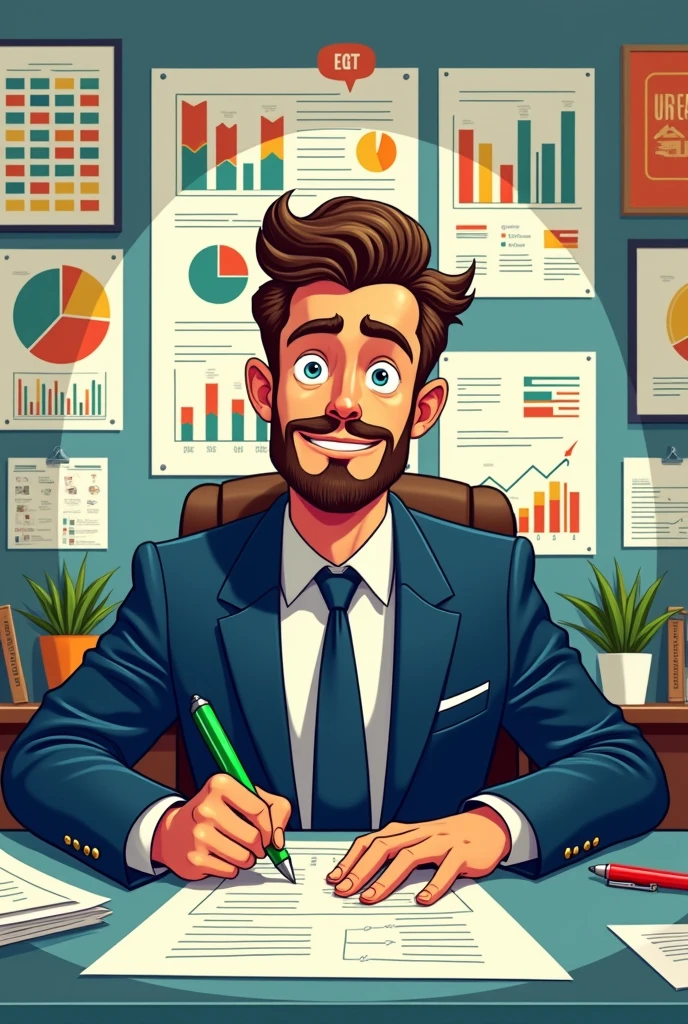 Editorial cartoon of a man planning professional