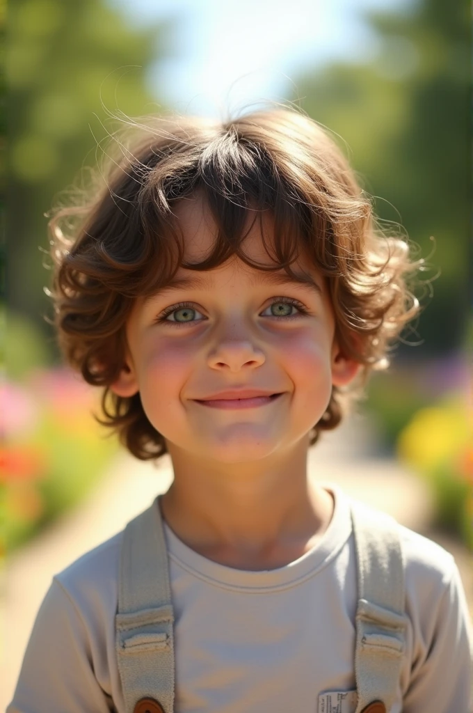 Cute, handsome boy, low taper wavy brown hair, with moles in the nose