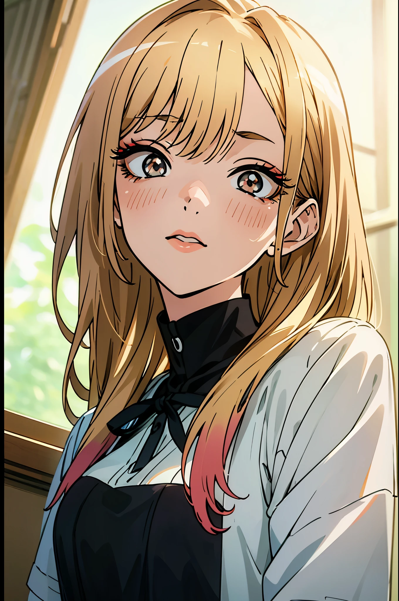 marin kitagawa, medium breasts, long blonde hair, (school uniform), full body, victorious pose, (best quality,4k,8k,highres,masterpiece:1.2),ultra-detailed,(realistic,photorealistic,photo-realistic:1.37), extremely detailed face, detailed eyes, detailed lips, high quality, digital art, 3d render, cinematic lighting, vibrant colors, dynamic composition
