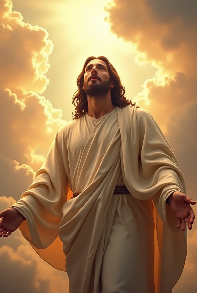 (Photorealism:1.2) New Testament Jesus, Awesome Jesus, Handsome Jesus, Jesus like a masterpiece
God, God looking down at the world from the clouds 