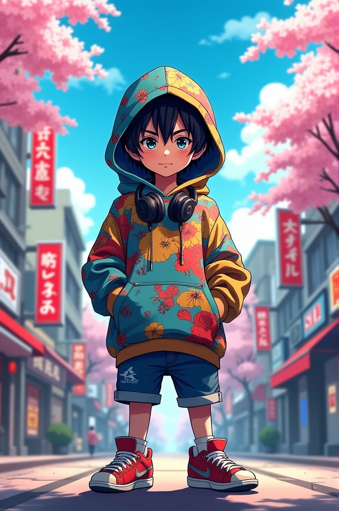 Animated Japanese boy wearing hoodies