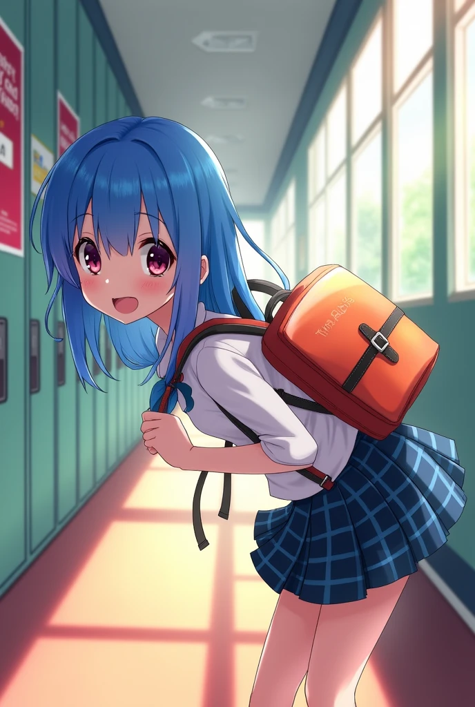 Anime girl wear skirt bent down but she isnt wearing panties so her ass is revaled (school background)