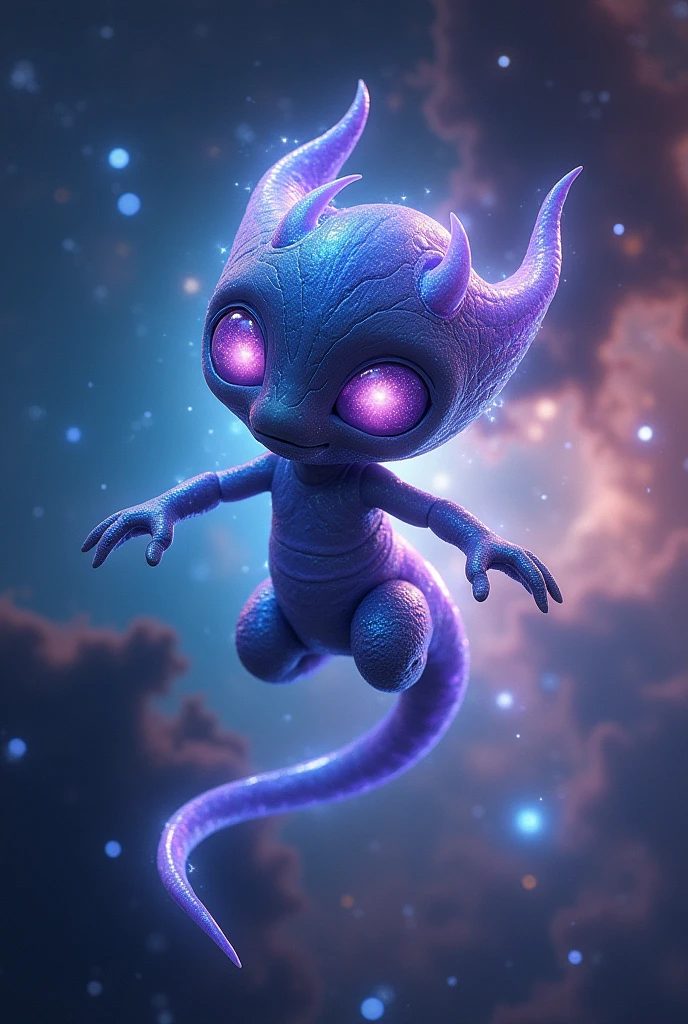 A bright, gelatinous alien, with neon coloring that changes according to its mood. It has no defined shape, but can take on vaguely humanoid contours when it wants to. His eyes are big and luminous, and it moves fluidly, As if it were gliding.
anime styling