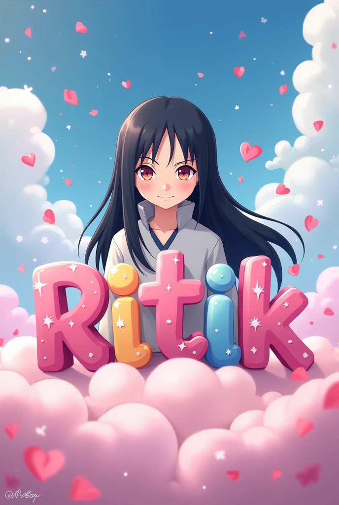 A cute image of the word 'Ritik' with Itachi Uchiha behind it.