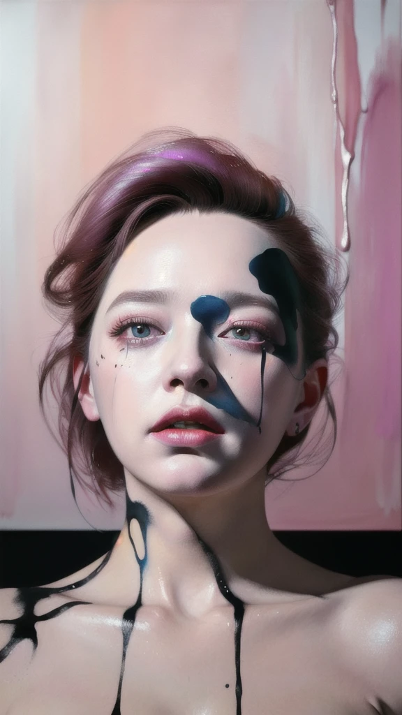 Android Beauty, Powerful paintings inspired by Francis Bacon, Ultra-realistic surrealism, Hyperrealism, fear, art, hyper real painting, Realistic illustration painting, カラフルなHyperrealism, Hyper-realistic digital art