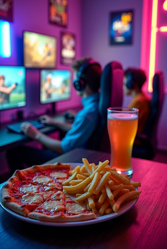 A meal
Free fire game play in gaming room