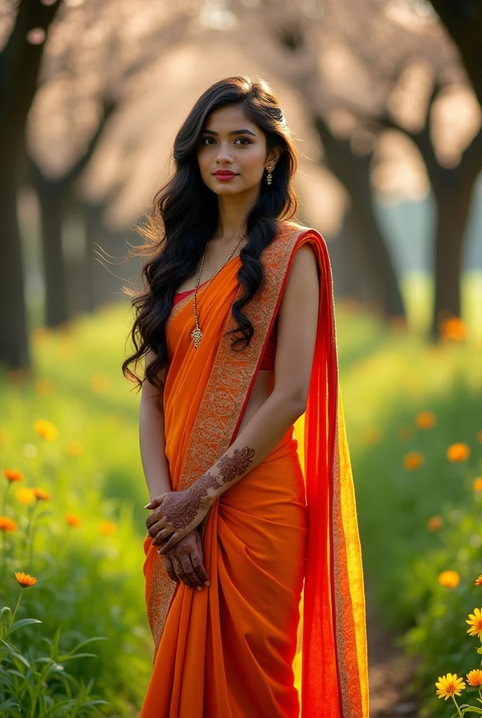 A beautiful girl with Indian culture with nature background with real beautiful face