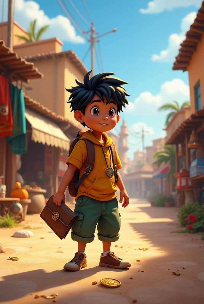 One day, Ali found a small wallet with a golden coin while going to school. Ali immediately thought that it must belong to someone and he should return it to its owner. Ali picked up the wallet and started asking everyone in the village if it was theirs.