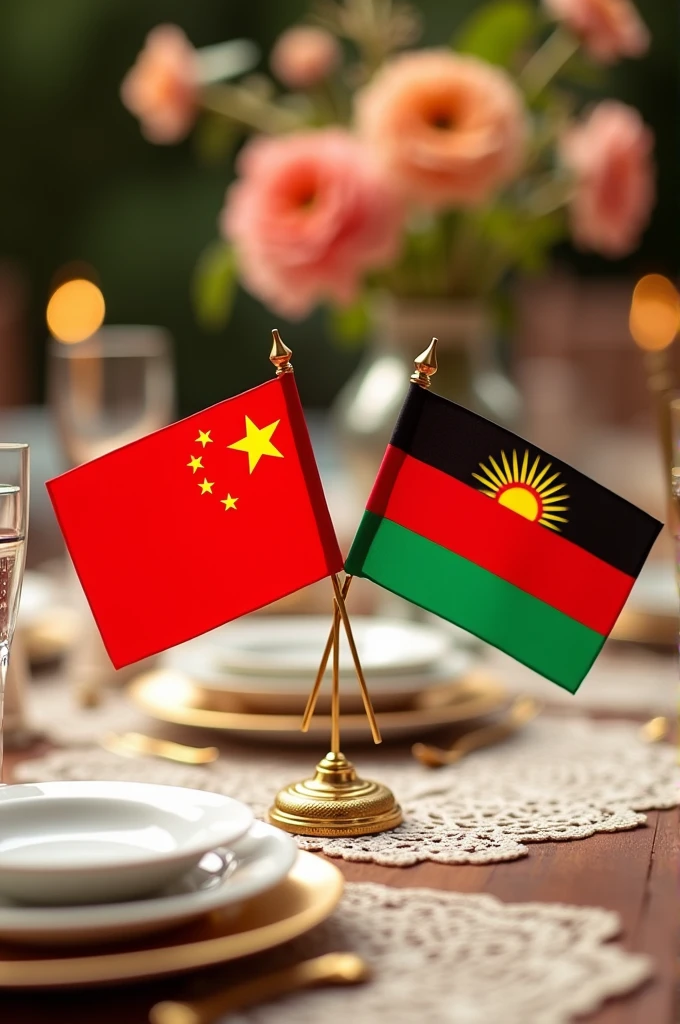 China Malawi table flags