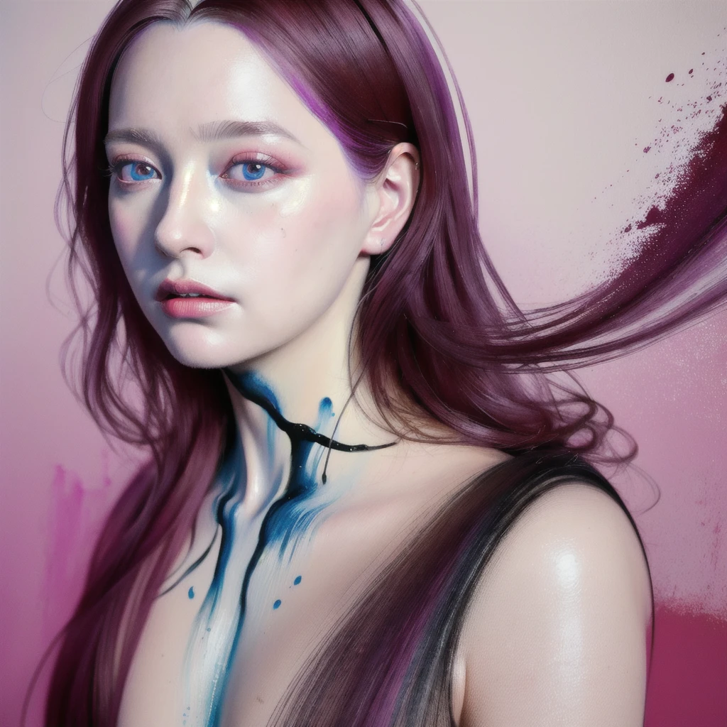 Android Beauty, Powerful paintings inspired by Francis Bacon, Ultra-realistic surrealism, Hyperrealism, fear, art, hyper real painting, Realistic illustration painting, カラフルなHyperrealism, Hyper-realistic digital art