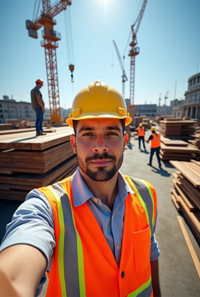 A selfie of a contractor at work site