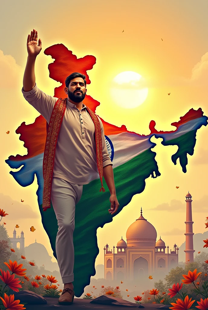 Create  images with Indian map and cm regained 