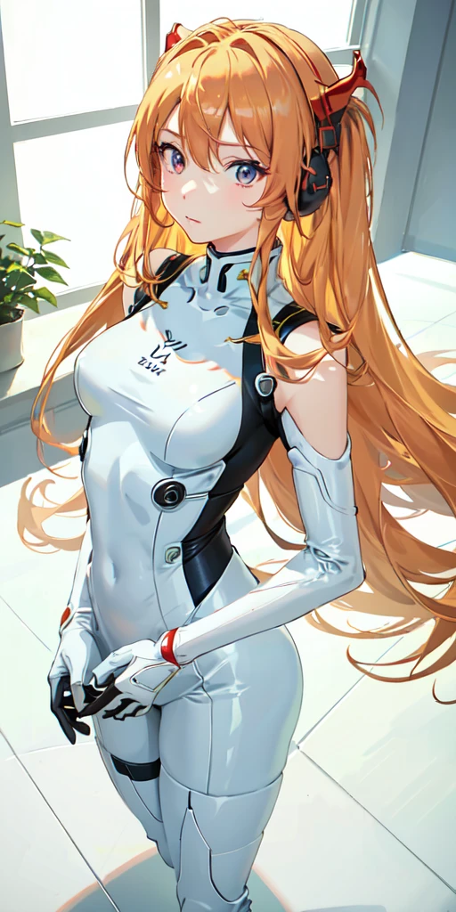 (Overhead view),dynamic angle,ultra-detailed, illustration, close-up, straight on, 1girl, 
 ((souryuu asuka langley, interface headset, red bodysuit:1.4, blonde)),Her eyes shone like dreamy stars,(glowing eyes:1.233),(beautiful and detailed eyes:1.1),(expressionless,closed mouth),(standing), 
(mechanic room with toolsand spaceship windowin a white SPACESHIP),
(night:1.2),dreamy, [[delicate fingers and hands:0.55]::0.85],(detail fingers),