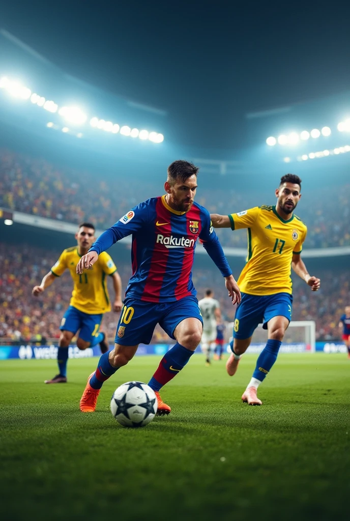 Messi dribbling against ronaldo and naymer