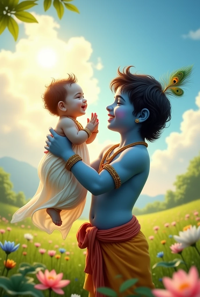 Lord krishna lifting a  