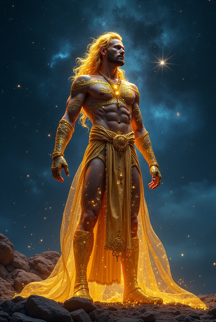 A handsome male image,constellation,leo,A golden and mysterious man,overbearing,Full of charm,Male deities,4K
