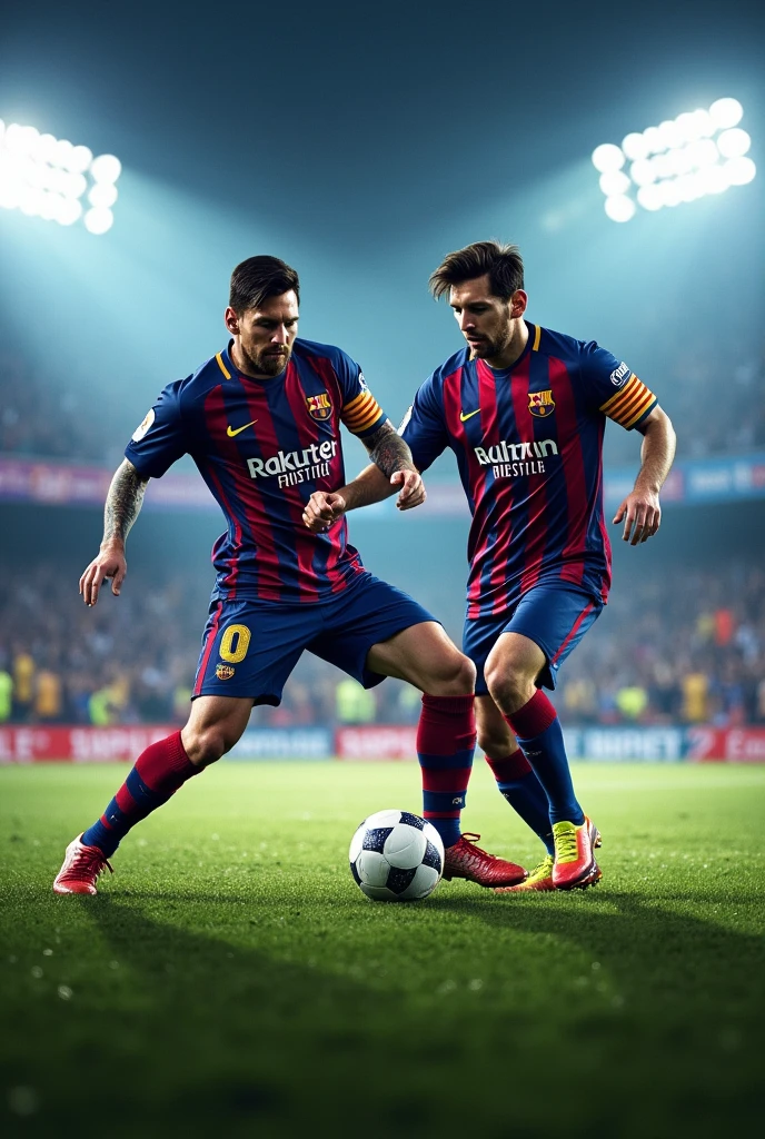 Messi dribbling against messi