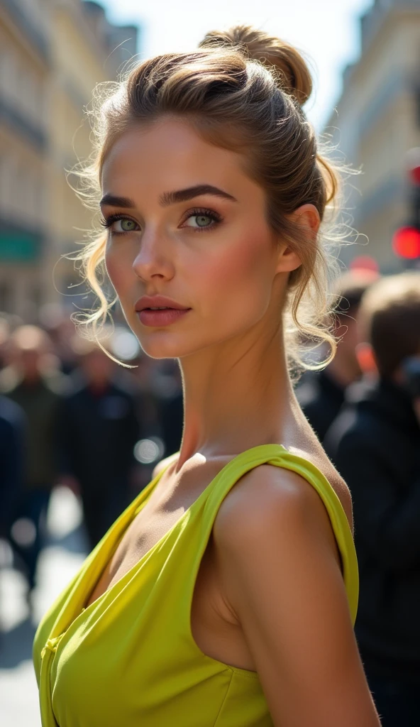 photo of beautiful woman, (bckygrebmargom), (on a Moscow street:1.1), perfect hair, hair upsweep updo, wearing sexy Chartreuse (shoulder sash), (paparazzi in background:1.1), (face focus), modelshoot style, (extremely detailed CG unity 8k wallpaper), professional majestic (photography by ansel adams:1.1), 24mm, exposure blend, hdr, extremely intricate, High (Detail:1.1), dramatic, soft cinematic light, (looking at viewer), (detailed pupils), 4k textures, soft cinematic light, elegant, ((((cinematic look)))), soothing tones, insane details, hyperdetailed,light natural tones , pencil drawing , watercolor drawing, portrait of a woman, detailed eyes, beautiful , highly detailed, soft color tones, soft lighting, detailed lines, sharp, realistic, brush strokes, light hints of paint drips