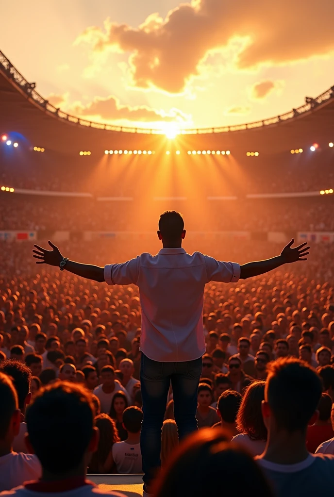 Create a scenario FULL of millions of people listening to the political speech of a young man named Geovanni Alejandro VELAZCO