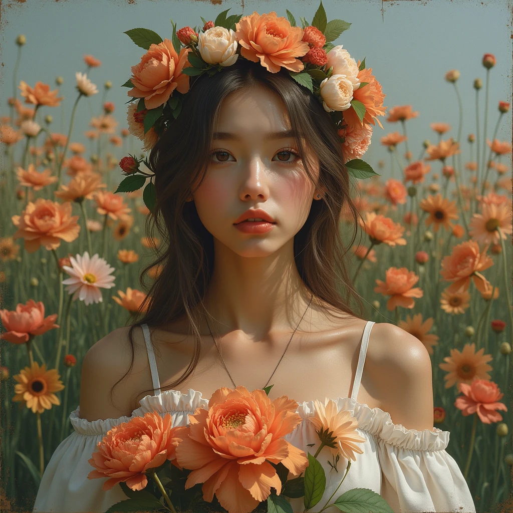realistic women with flowers