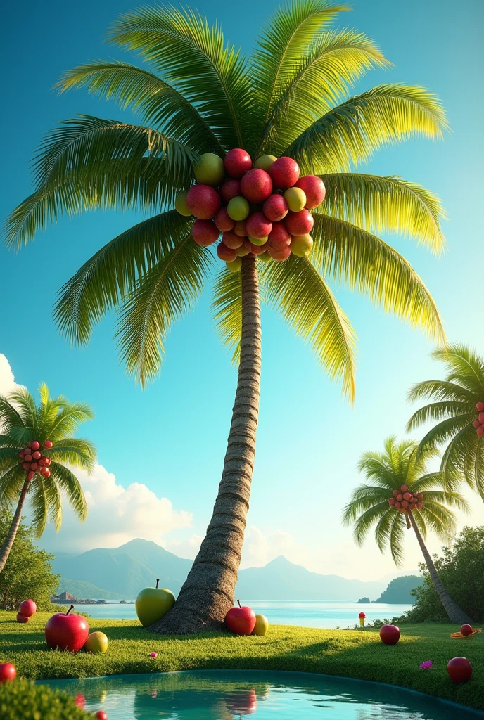 Coconut tree with apples