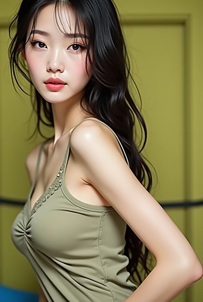 20 years old chinese girl sitting on the chair, vintage, retro pin up style ,sexy, surprised, totally naked, traditional clothes, No Bra, No Panties, medium breast, slim body, shining skin, dramatic lighting, pin up style, sexy, surprised up skirt, flowing skirt, colorful , masterpieces, illustrated,