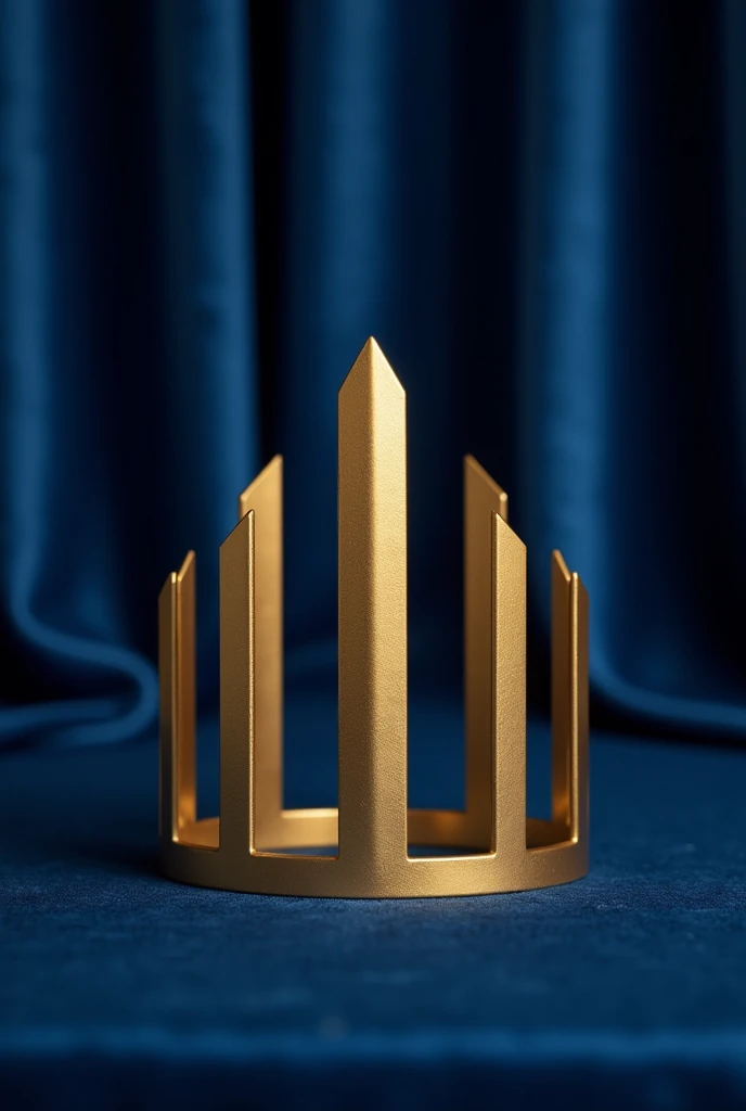 Gold crown。without any embellishments such as gems or bumps、flat and simple。A ring、Extending upwards in the shape of rectangles of the same size at equal intervals。Very long vertically。The rectangle has 6 sides and the width is thick.、The upper part is not round but angular.。