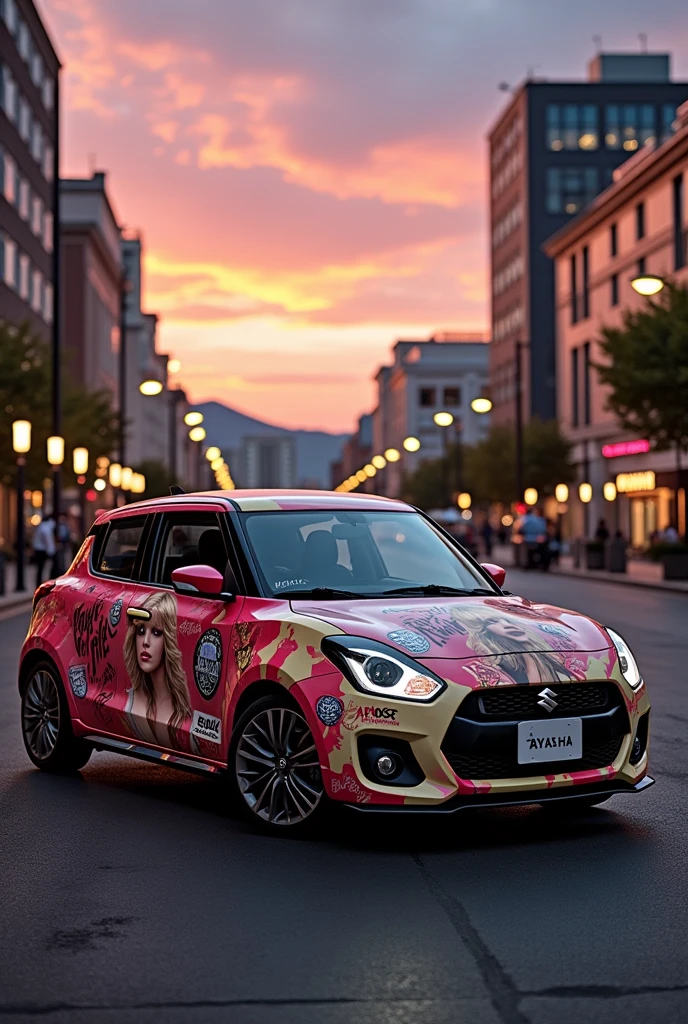 Suzuki Swift mit Taylor Swift Itasha livery