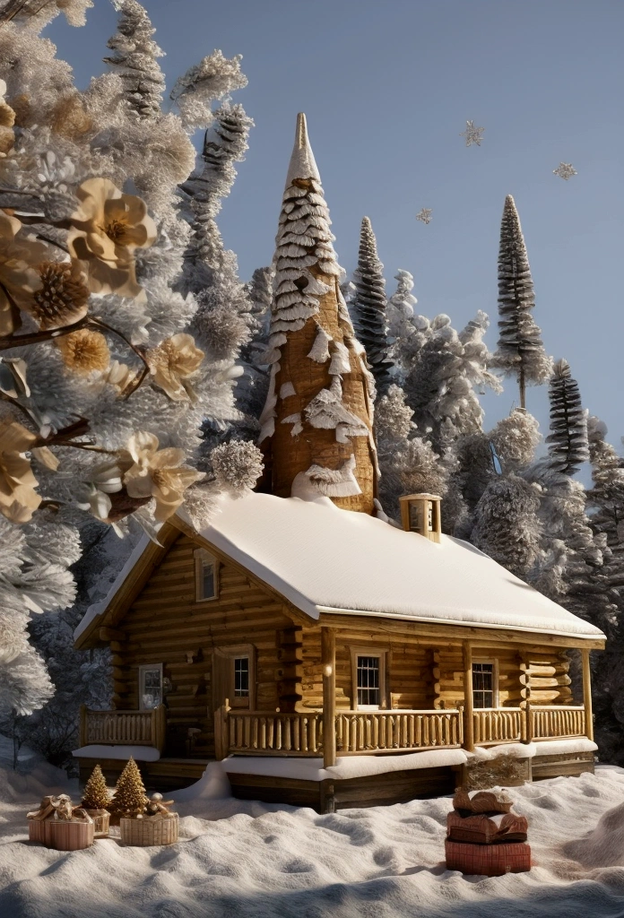 The Christmas log cabin on the mountain top