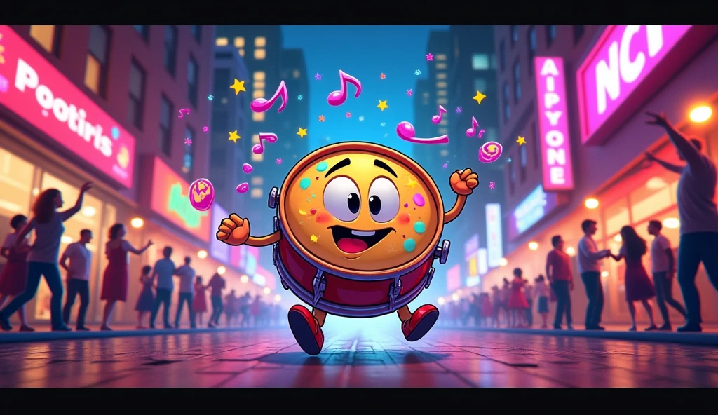 D is for drum, a beat all around.