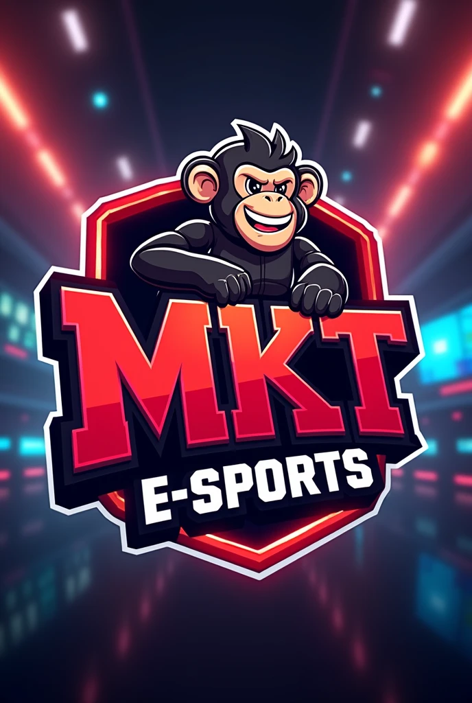 TIME E-sports LOGO with a MONKEY behind the MKT initials in RED
