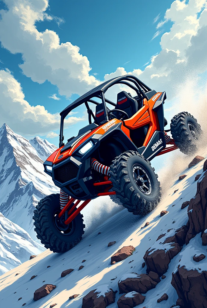 Rzr climbing a mountain anime style logo