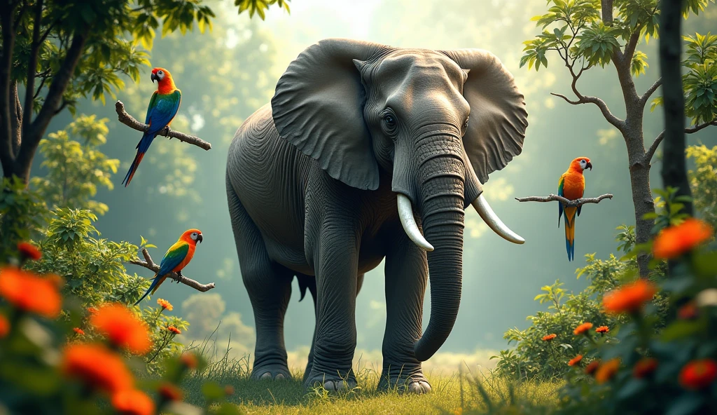 E is for elephant, big and gray,