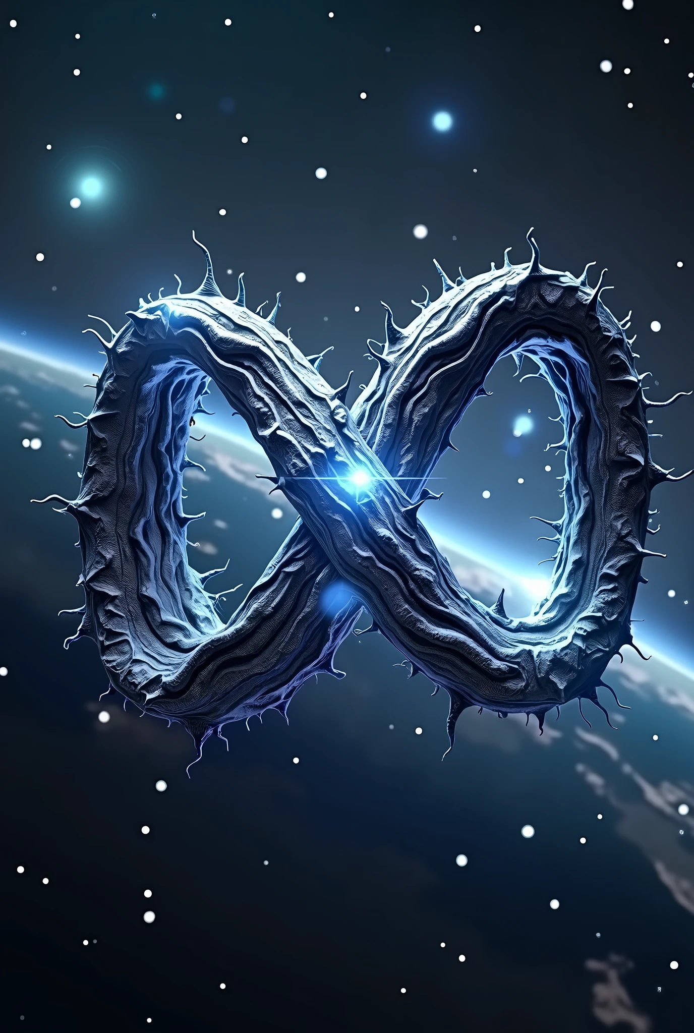 Infinite symbol, ultra realistic, space, alien