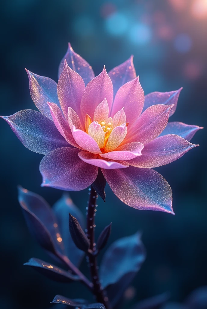 crystal blossom flower, fantasy, galaxy, transparent, sparkling, sparkling的, brilliant, rich and colorful, Amazing photography, Dramatic Lighting, Photo Realism, Extremely detailed, 4K, Depth of Field, high resolution