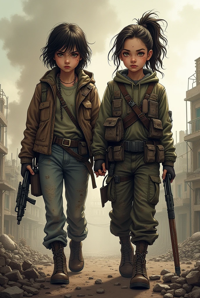 Two girls in a war