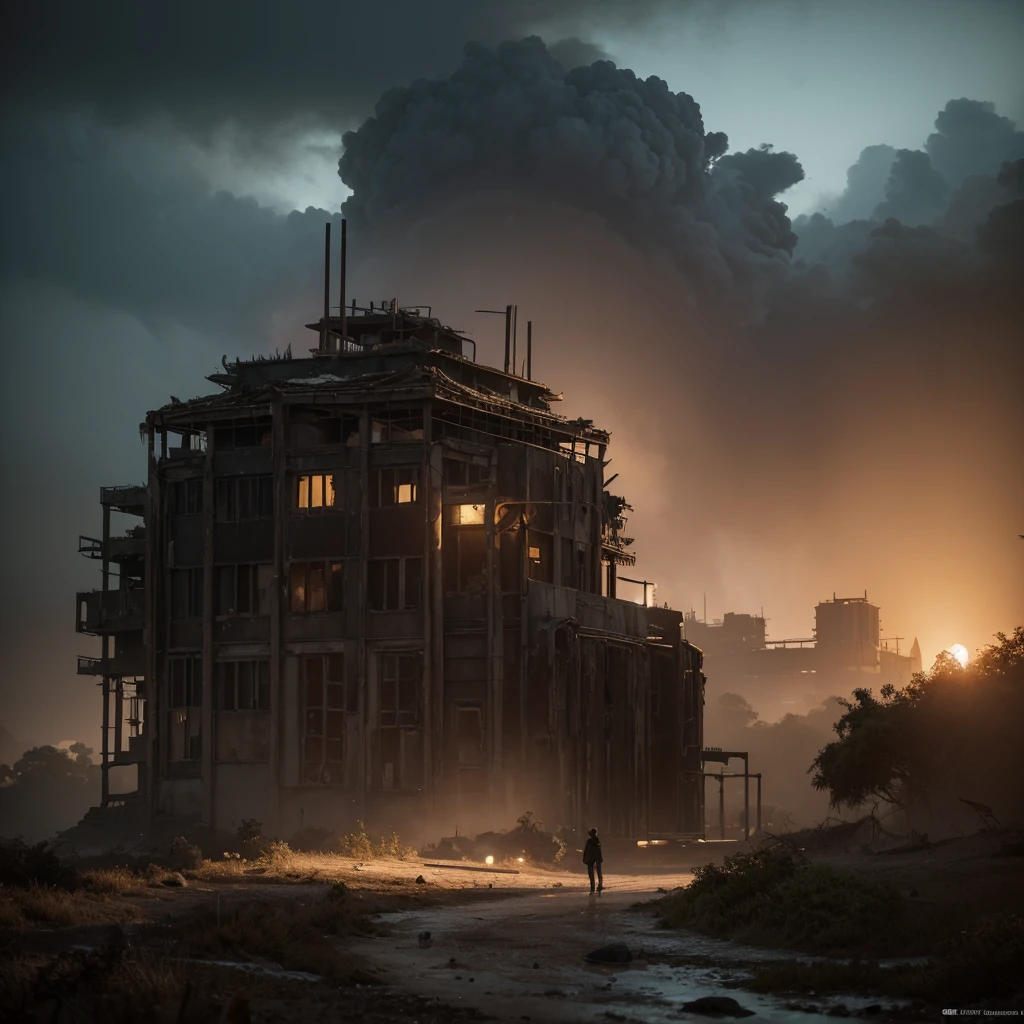 ,abandoned,dystopian,futuristic,dark atmosphere,overgrown vegetation,Barren riverbank,black wall,abandoned 쓰레기,Creates a desolate and chaotic atmosphere,[No characters,Wind coat,Brass ornaments,Gears and cogs,]，Hazy and cloudy sky,Ominous clouds gather,Despair,Unforgettable silence,lost hope,Plague of disease.Sepia color palette,Intense contrast,moody lighting.(best quality,high resolution,masterpiece:1.2)，Foggy background,하천 high resolution， Detail， RAW photographer， Sharp material， Nikon D850 film stock photo: Jefferies Lee 4 Kodak Portra 400 카메라 F1.6 shots, rich colors, Very realistic vivid textures, dramatic lighting, Unreal Engine Art Station Trends, Sinestyr 800