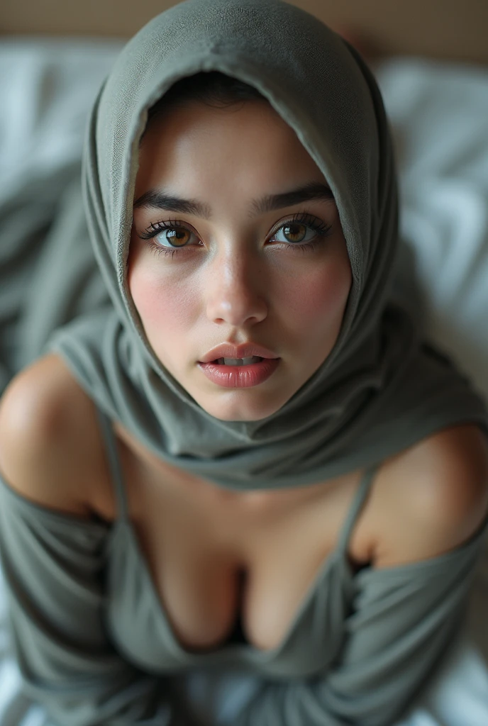 3 girls in bedroom, Hyper realistic, Beautiful, cute Face, 18 Years old russian Girl, (wearing hijab), naked, medium Breast,slim body, small butt, White Skin, ((on bed)) , bedroom background, from above view, Perfect Potrait, Bokeh Effect, Perfect Eye, Perfect Hand, Perfect Finger, (small breast), ((adorable:1.2)), ((masterpiece:1.1)), ((bokeh:1.2)), vagina slit, vagina, vagina, fair pale skin, expose skin, vagina, small butt, wearing cute sneakers, 