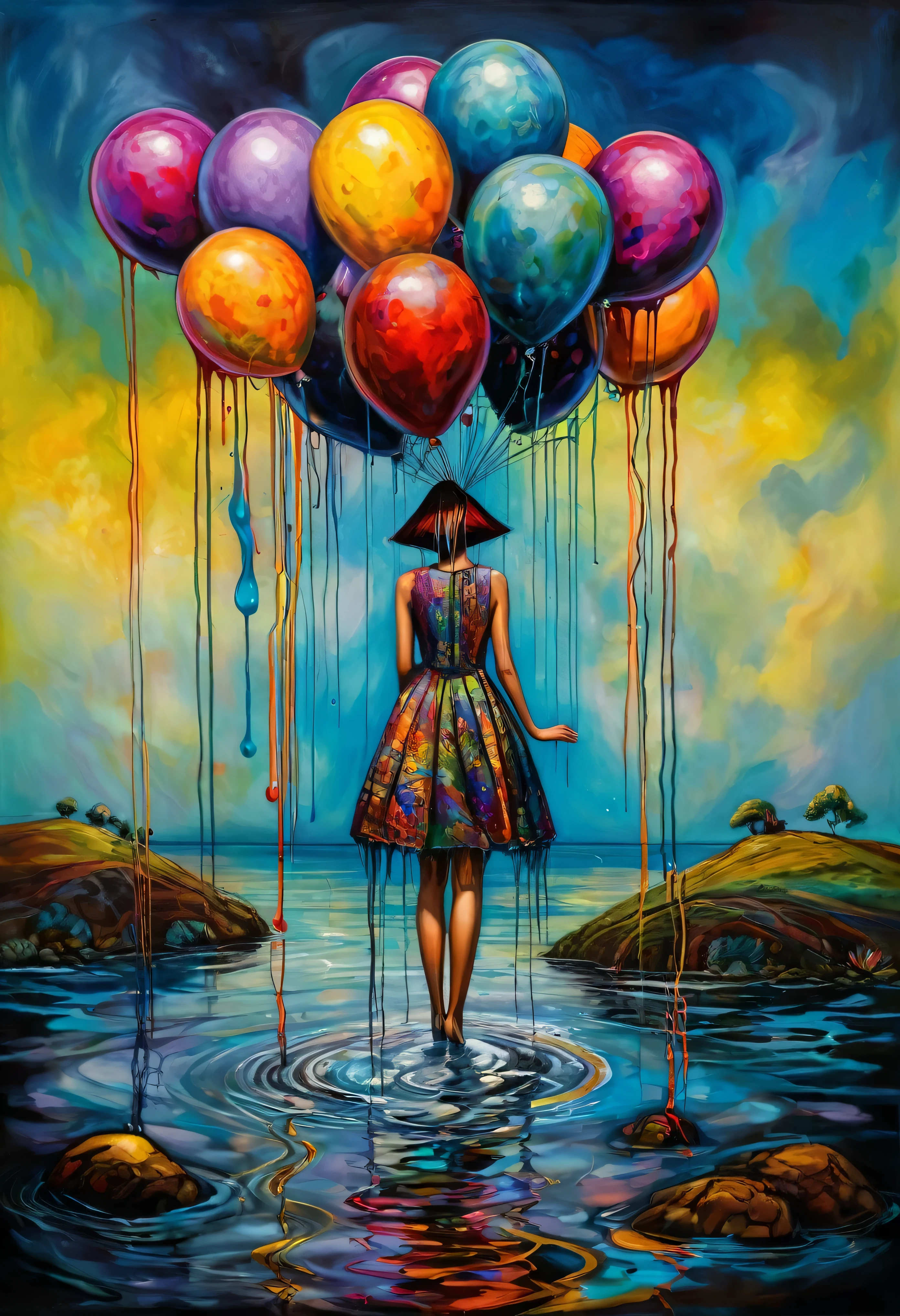 (Artistic Masterpiece of Romantic Life) ( (Themed Art of Life) ( (Conceptual Art) (NFT Exclusive) (Fauvism Work) ()”) Where visual poetry transcends traditional boundaries and embraces the dynamic interplay between creativity and technology Takes),dripping paint,darkart,style, in the style of esao andrews
