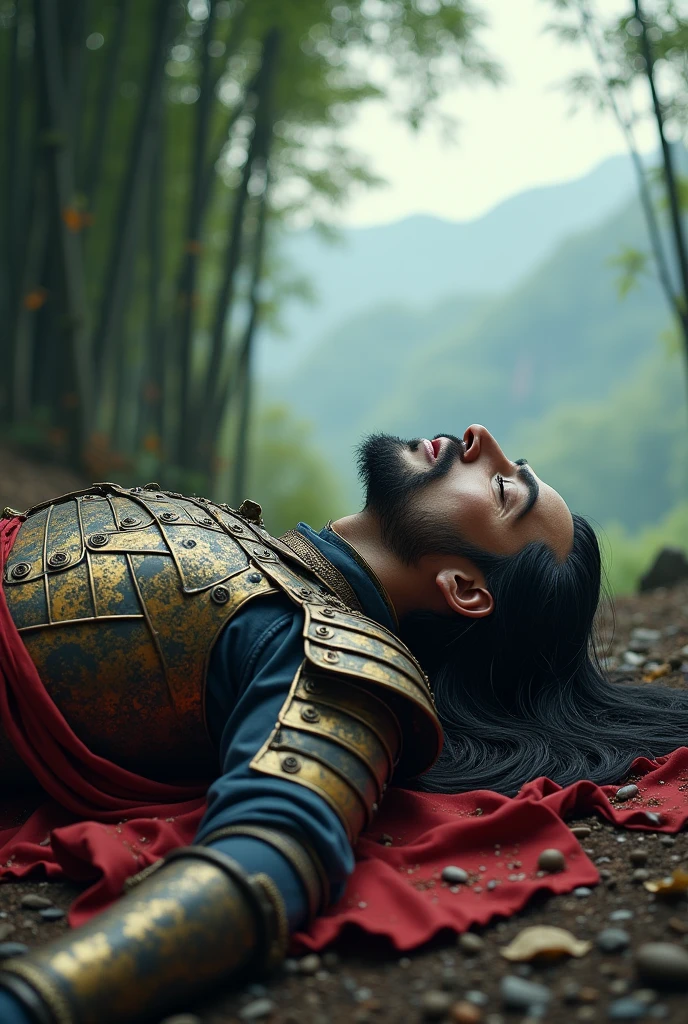 beheaded person in ancient China, realist, profile view, and detailed