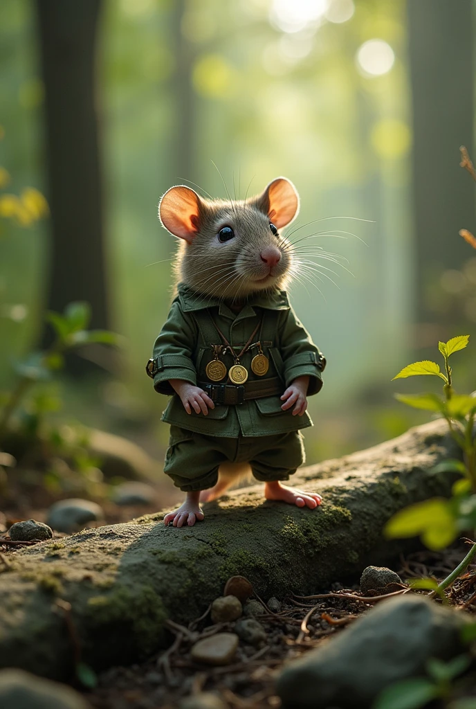 Rat with army suit

