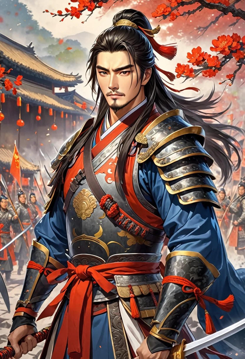 Three Kingdoms Zhou Yu, very handsome, Chinese armor, Spear Mastery, nice guy, Remove unnecessary decorations, shave