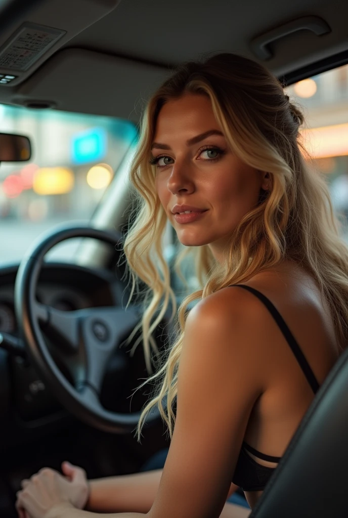 A girl sex with two taxi driver

